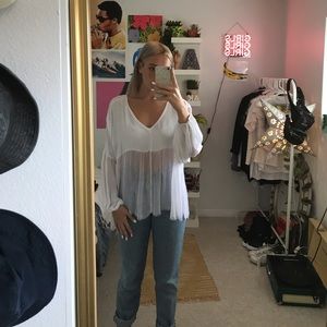 White flowy top